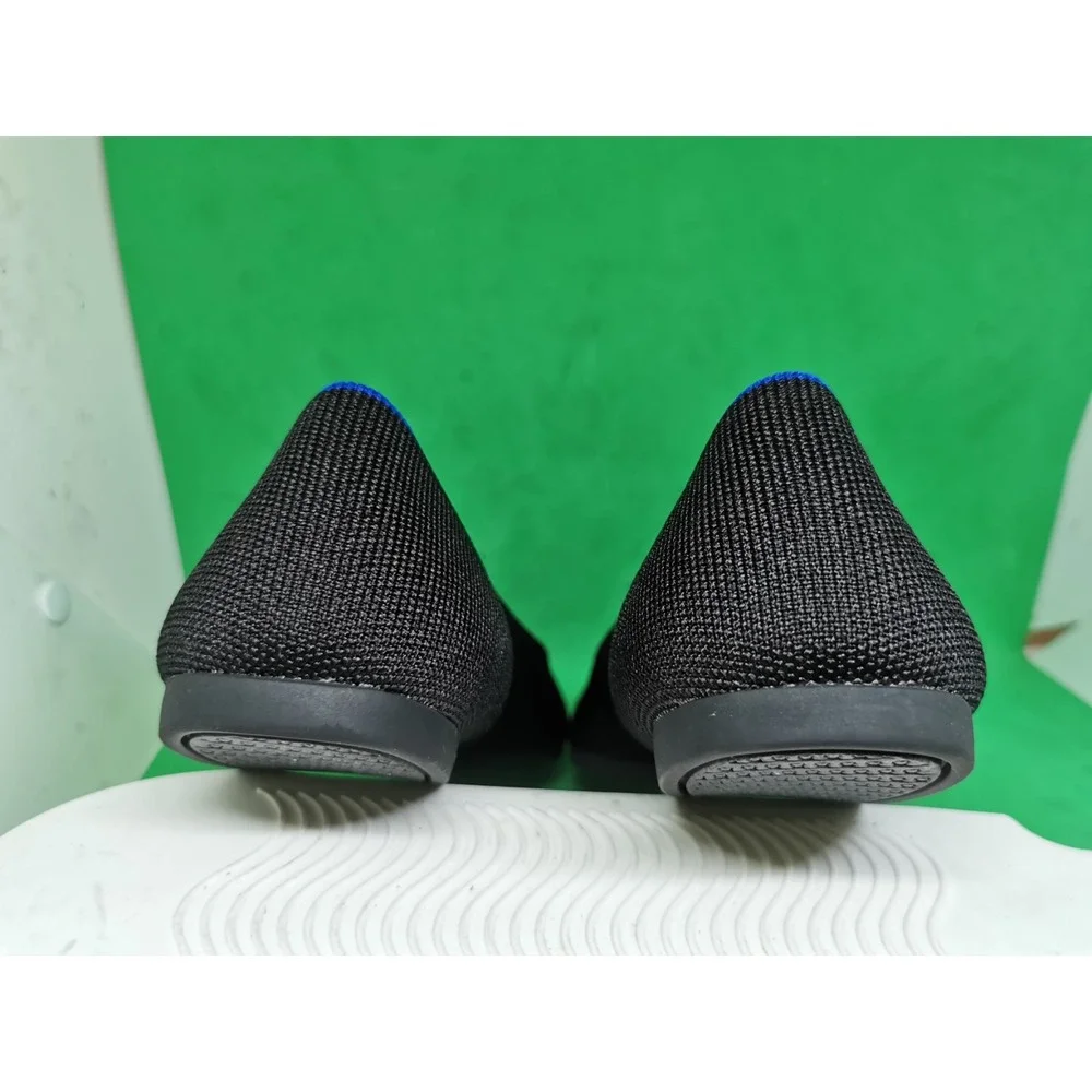 Rothy's The Point Flats Womens Slip On Black Blue Knit Pointed Toe Size 9.5
